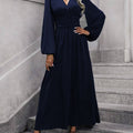 Women'S Lantern Sleeve Pull-Up High Slit Dress