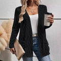 Winter New Hollow Solid Color Home Casual Temperament Commuter Knitted Long Sleeve Cardigan Jacket Women'S