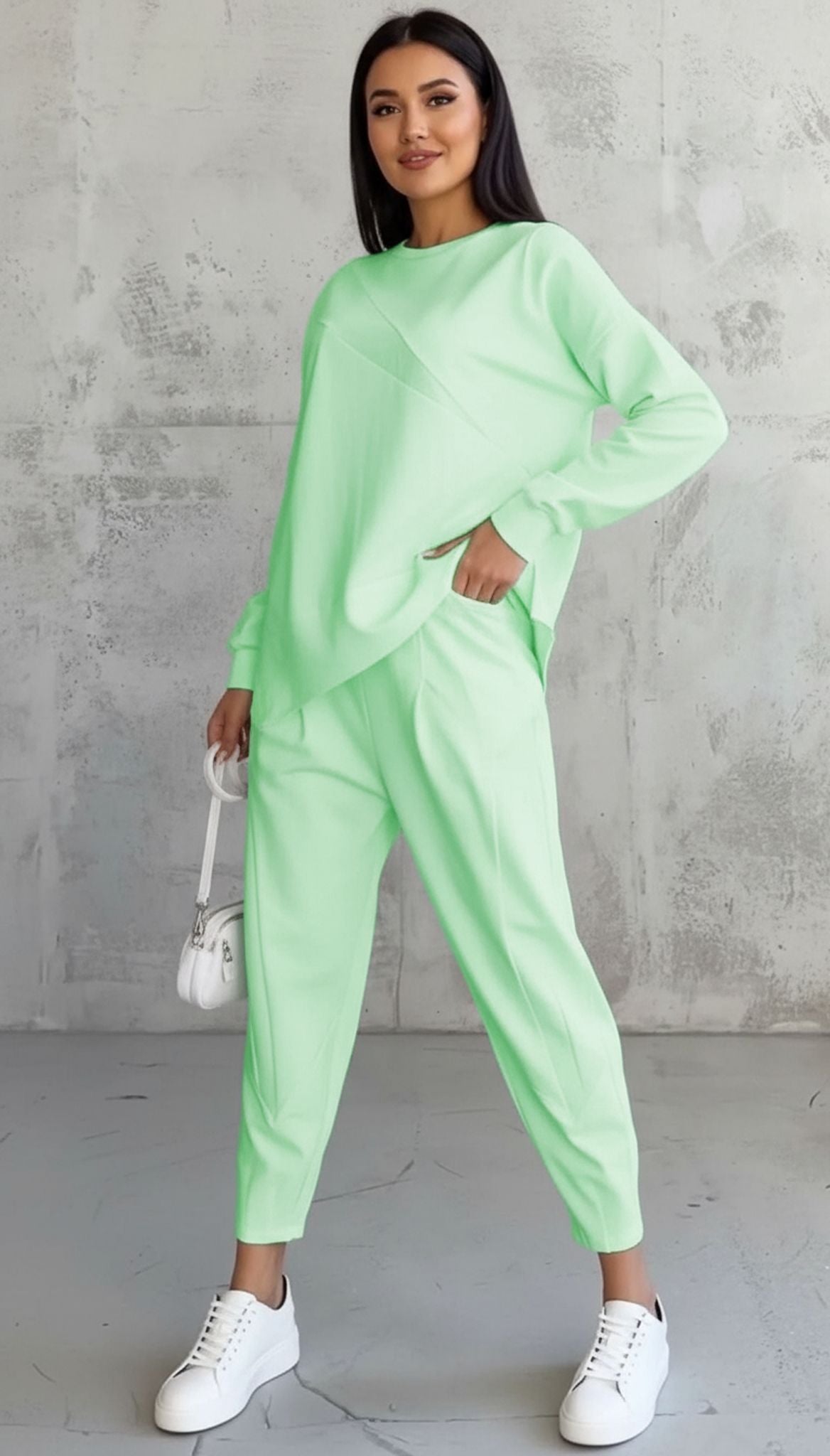 Casual Crew Neck Loose Irregular Long-Sleeved Sweatshirt Set
