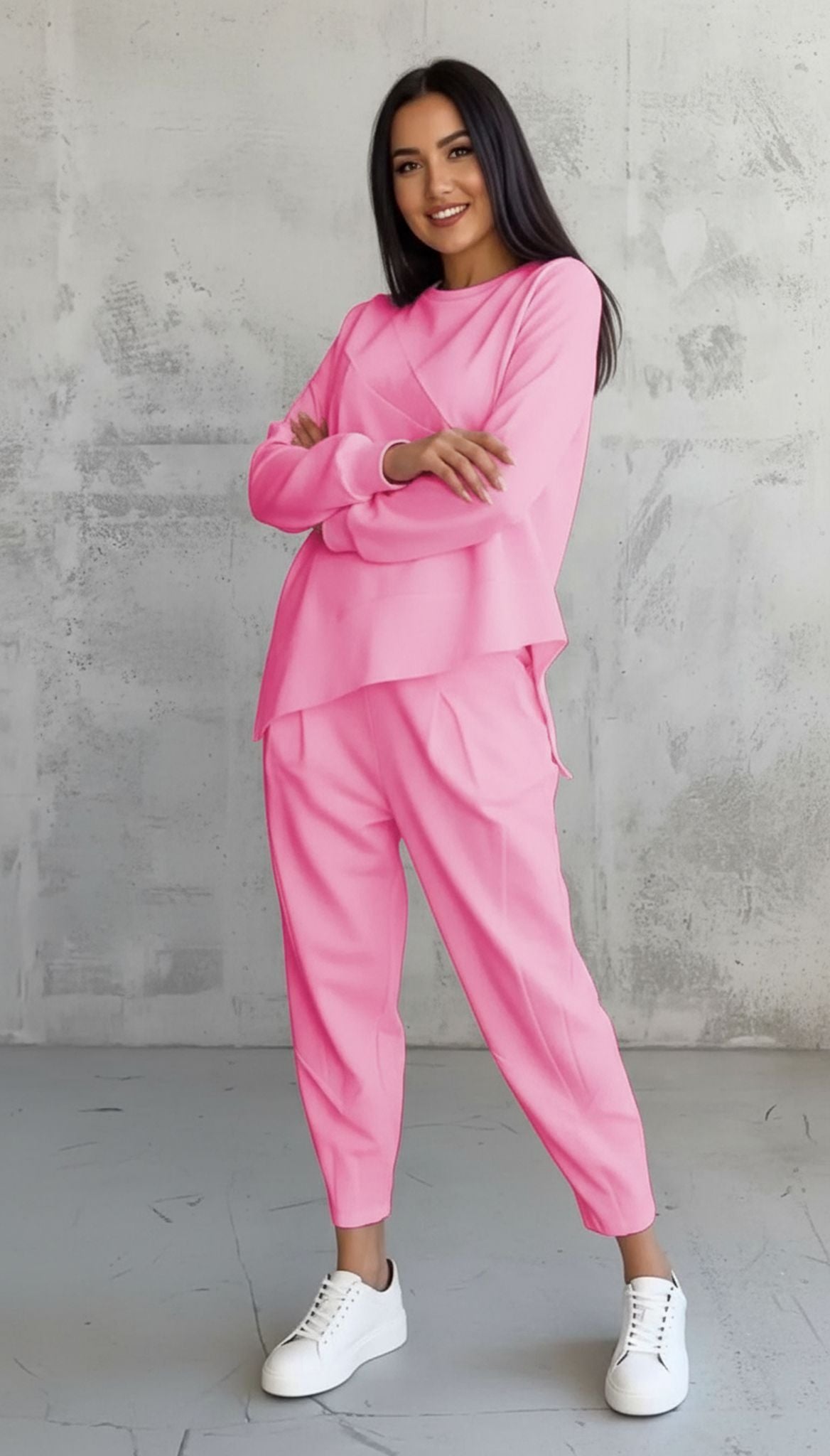 Casual Crew Neck Loose Irregular Long-Sleeved Sweatshirt Set