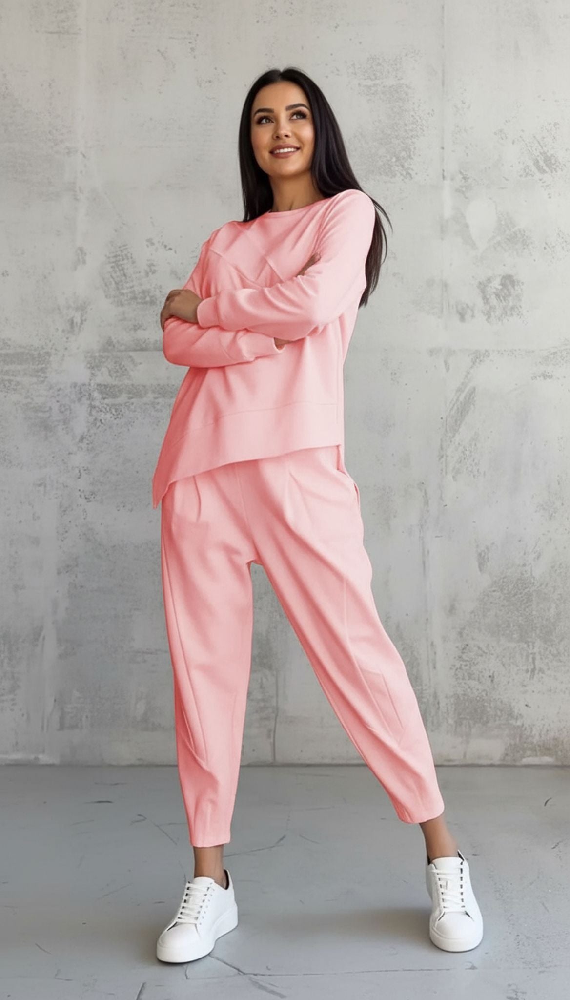 Casual Crew Neck Loose Irregular Long-Sleeved Sweatshirt Set