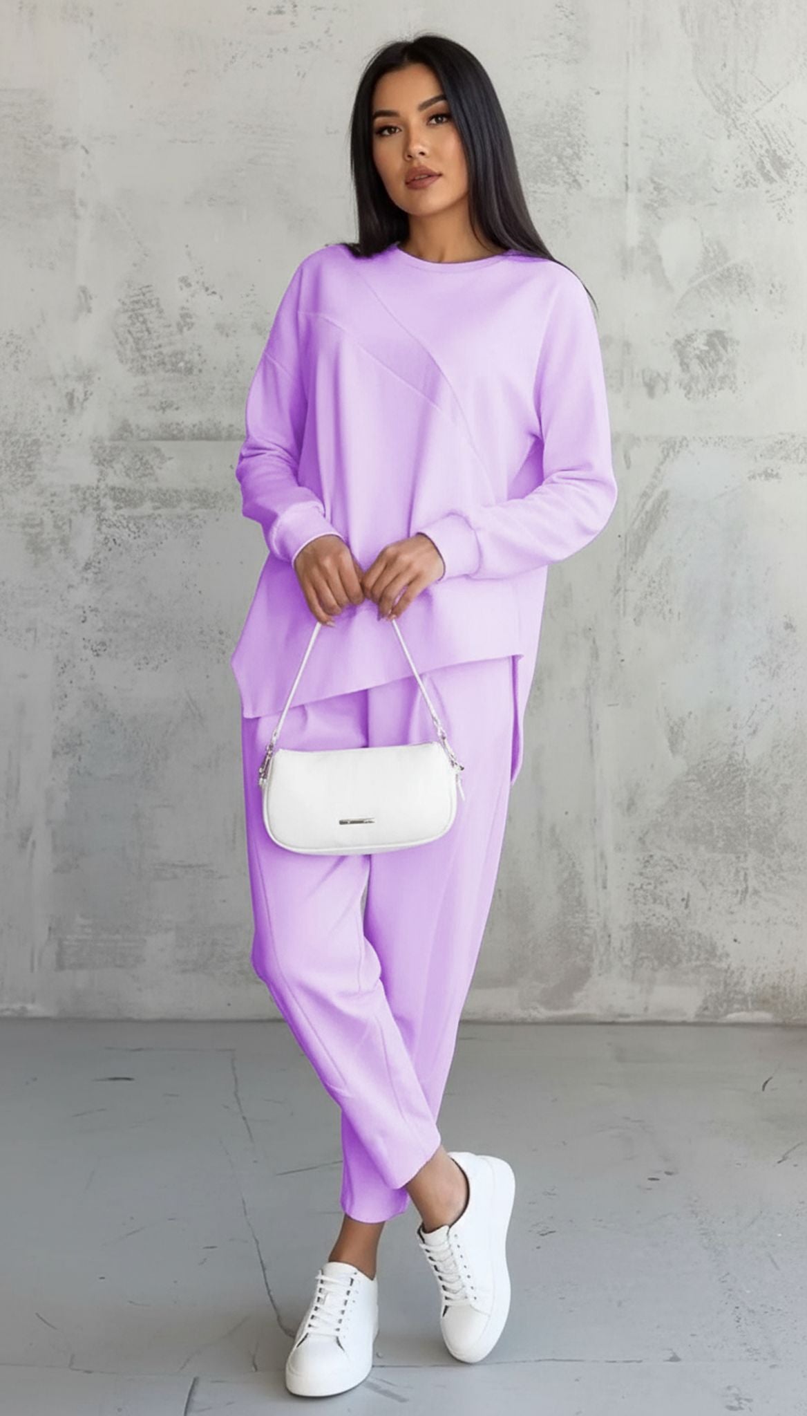 Casual Crew Neck Loose Irregular Long-Sleeved Sweatshirt Set