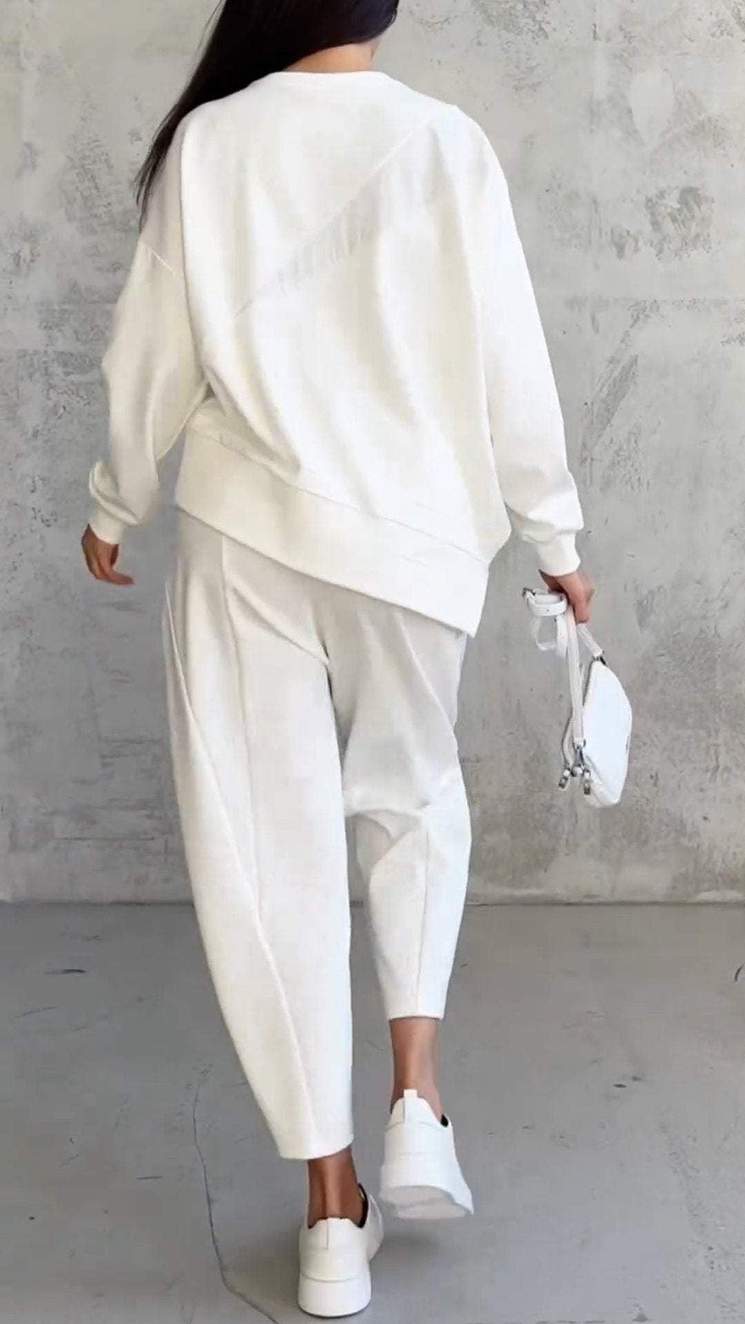 Casual Crew Neck Loose Irregular Long-Sleeved Sweatshirt Set
