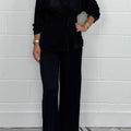 Casual Fashion Lace-Up Long Sleeve Top And Pant Suit