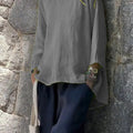 Sleeve Crew Neck Cotton And Linen Loose Shirt Top