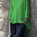Sleeve Crew Neck Cotton And Linen Loose Shirt Top