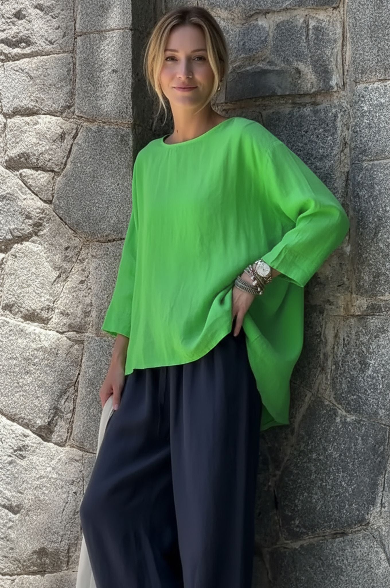 Sleeve Crew Neck Cotton And Linen Loose Shirt Top