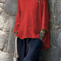 Sleeve Crew Neck Cotton And Linen Loose Shirt Top