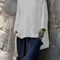 Sleeve Crew Neck Cotton And Linen Loose Shirt Top