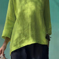 Sleeve Crew Neck Cotton And Linen Loose Shirt Top