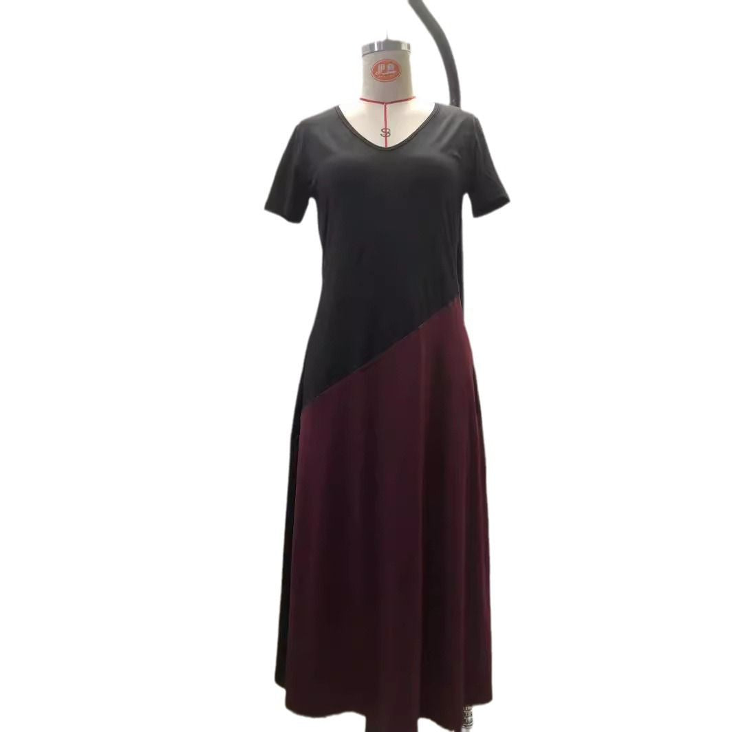 New Contrast Spliced V-Neck Dress