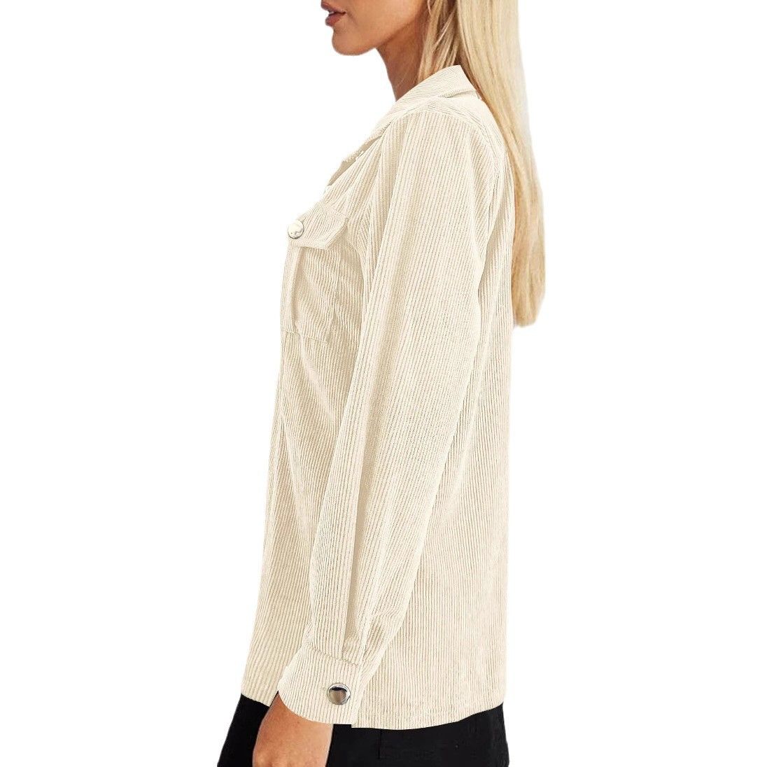 Winter, New Solid Color Corduroy Lapel Cardigan, Loose Casual Temperament, Jacket, Women'S