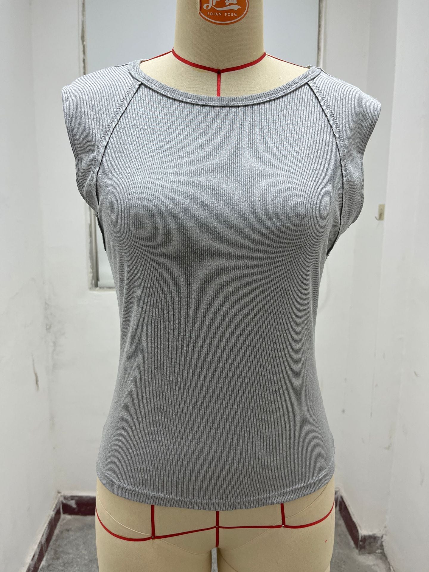 Solid Color Crew Neck Slim Ribbed Sexy Hot Girl Top Vest Camisole Girl