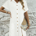 New Simple Solid Color Casual Fashion Lapel Button-Down Shirt Dress