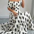 Printed Long Skirt Strappy Sexy A-Line Dress One-Shoulder Bandeau Resort Style Women'S