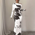 Floral Print Crossbody Shoulder Hip Wrap Dress