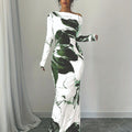 Floral Print Crossbody Shoulder Hip Wrap Dress