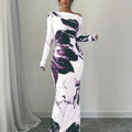 Floral Print Crossbody Shoulder Hip Wrap Dress