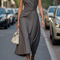 Summer Sleeveless Crew Neck Fashion Casual Long Dress Women