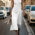 Summer Sleeveless Crew Neck Fashion Casual Long Dress Women