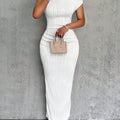 New Cross-Border Cute Fashion Water Ripple Slanted Shoulder Dress