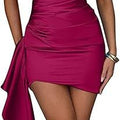 Cross-Border Amazon One Shoulder Pleated Slit Sexy Satin Dress