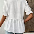 Lace Top, Butterfly Sleeve V-Neck Shirt, Casual Flowing Ruffled Short Sleeves