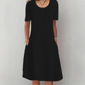 Women'S New Solid Color Cropped Crew Neck Dress