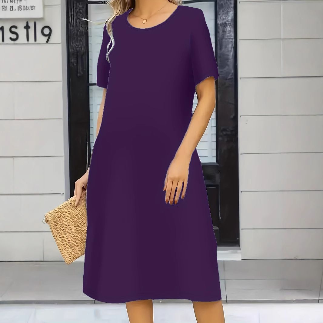 Women'S New Solid Color Cropped Crew Neck Dress