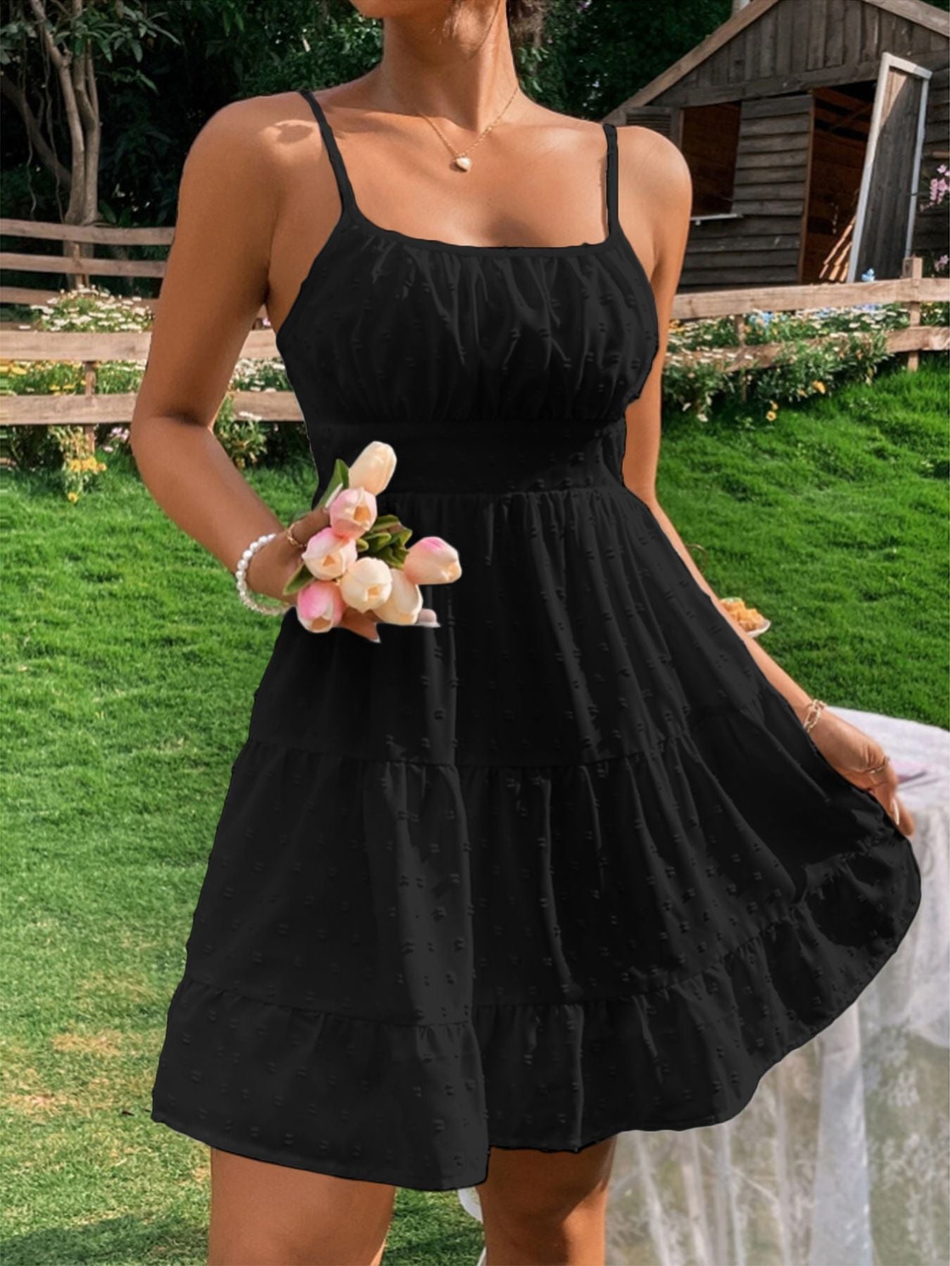 Summer Swiss Polka Dot Slip Dress