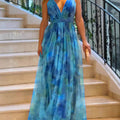 New Mesh Print Slip Dress Ins Vacation Casual Big Swing Dress For Women.