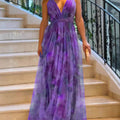 New Mesh Print Slip Dress Ins Vacation Casual Big Swing Dress For Women.
