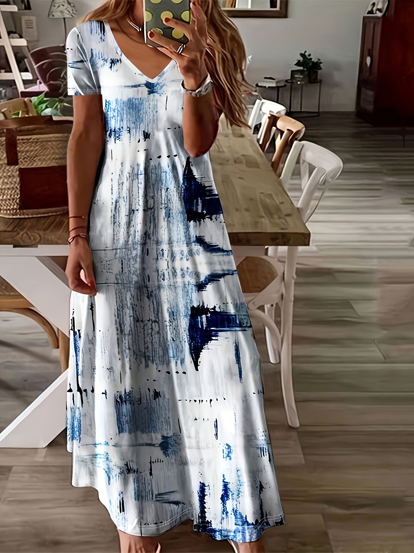 New Printed Short Sleeve Women'S Dress