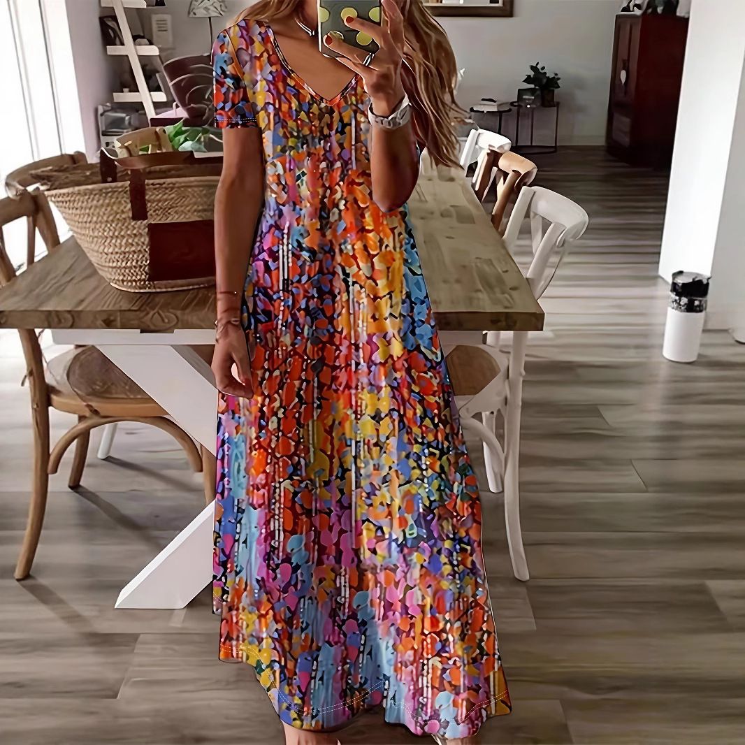 New Printed Short Sleeve Women'S Dress