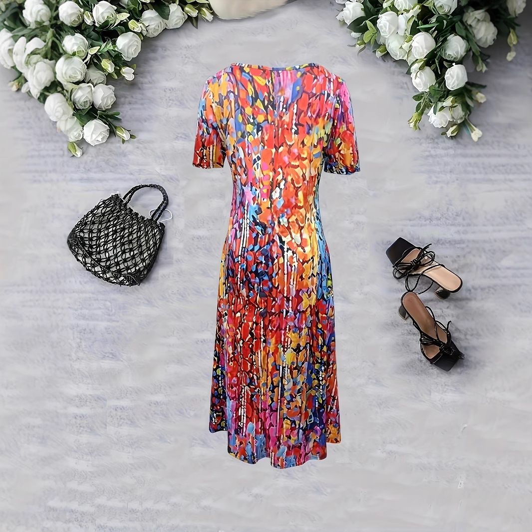 New Printed Short Sleeve Women'S Dress
