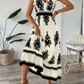 New Summer Fashion Printed V-Neck Waist Long Dress