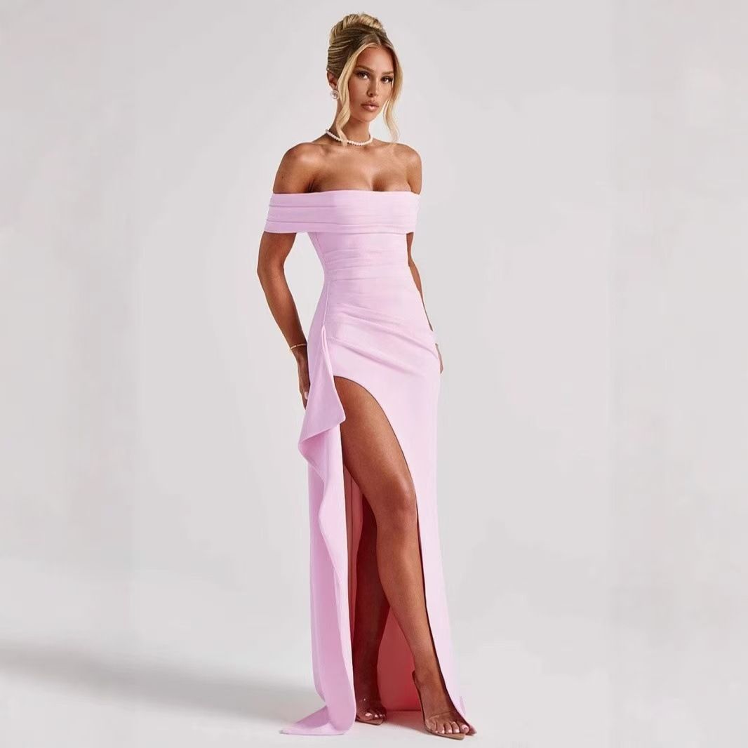 Sexy One-Shoulder Temperament Elegant Party Dress Slit Dress