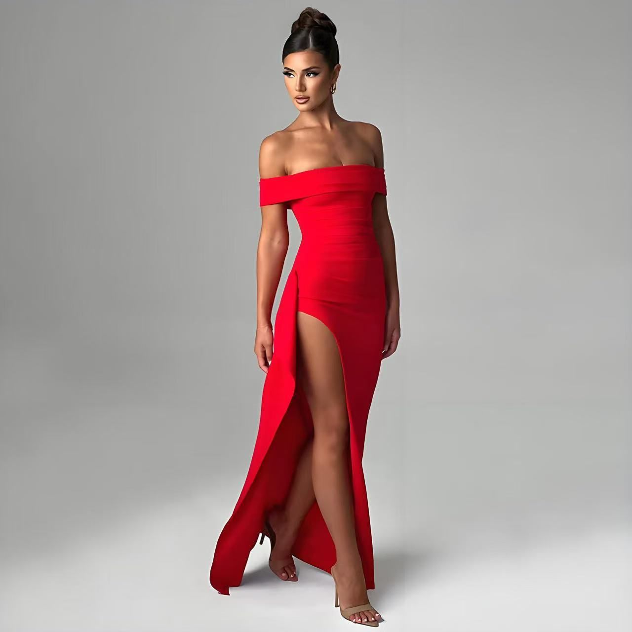 Sexy One-Shoulder Temperament Elegant Party Dress Slit Dress
