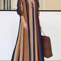 Casual Vertical Striped V-Neck Dress