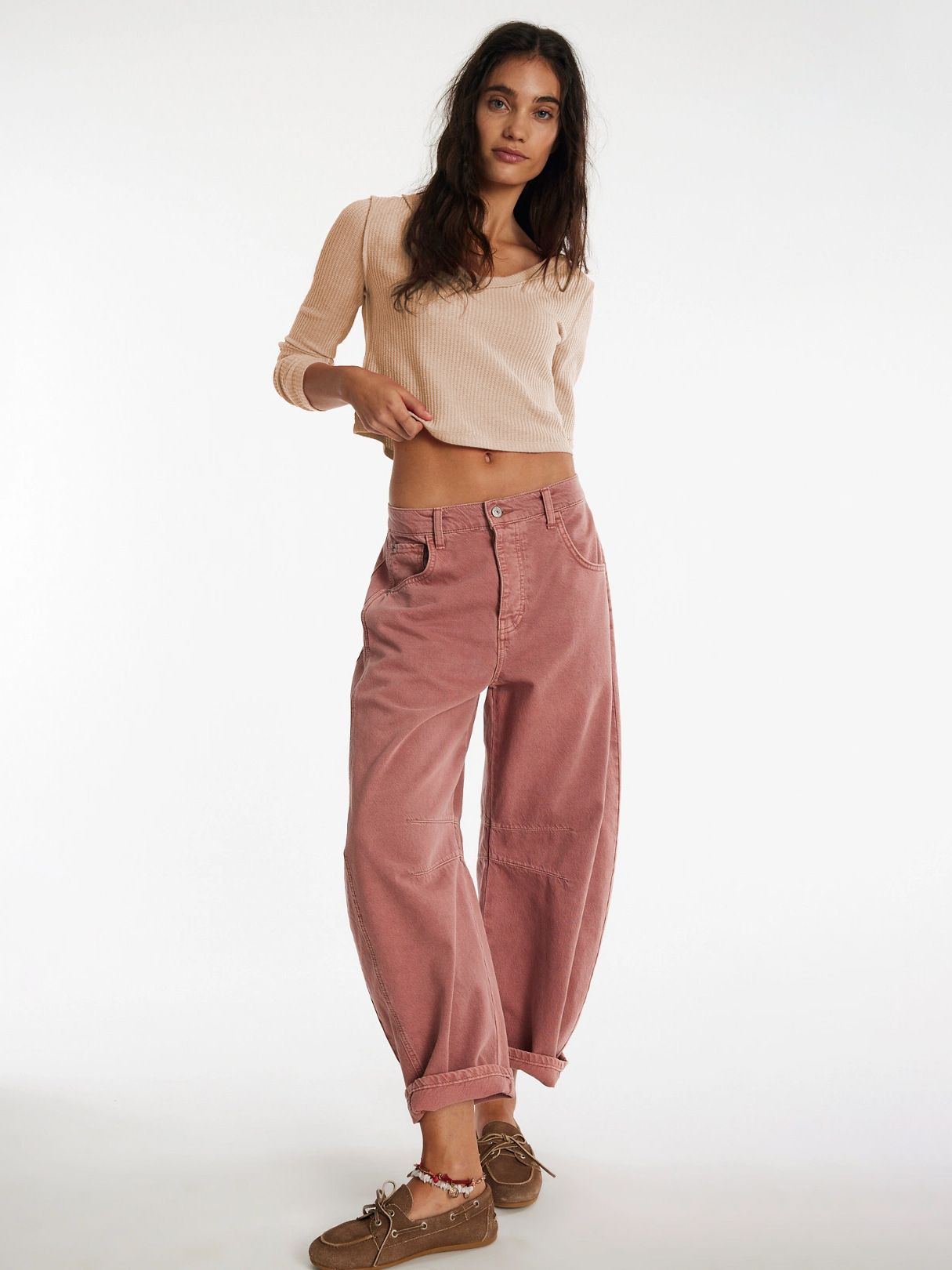 Solid Color Slim Front Shoulder Long Sleeve Small Waffle V-Neck Fashion Versatile Top