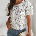 Princess Sleeve V-Neck Women'S Polka Dot Print Short Sleeve Shirt