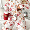 White Christmas Pattern Long Sleeve Shirt and Pants Pajama Set