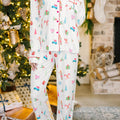 White Christmas Print Lapel Shirt and Pants Sleepwear
