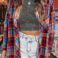 Red Plaid Print Loose Vintage Shirt