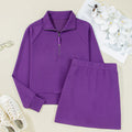 Wisteria Half Zip Sporty Pullover Mini Skirt 2pcs Outfit