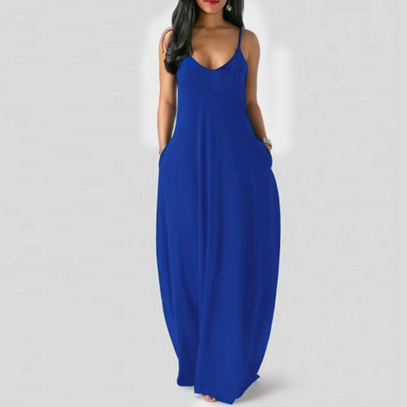 Women'S Solid Color Sexy Deep V Slip Dress