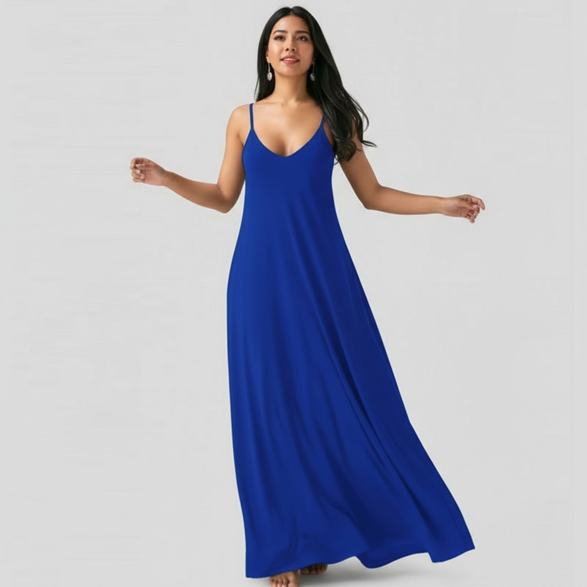 Women'S Solid Color Sexy Deep V Slip Dress