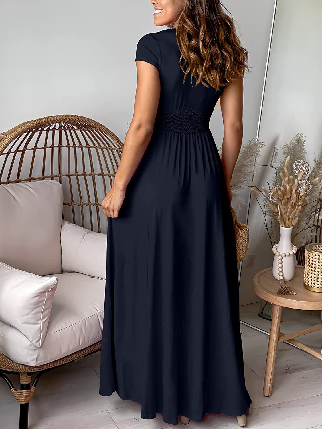 High Waist Slit Club Party Evening Dress Solid Color Dress