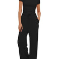 Casual Suit Ruffled Short Sleeve Top High Waist Wide-Leg Pants Sportswear