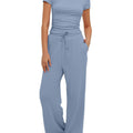 Casual Suit Ruffled Short Sleeve Top High Waist Wide-Leg Pants Sportswear